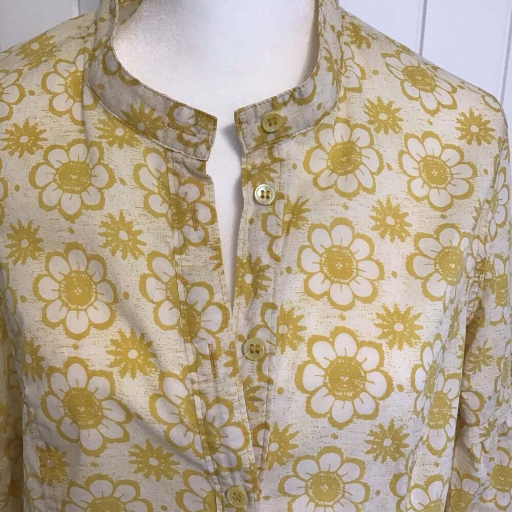 Anthropologie Fei Women's Yellow Floral Print Button Down Shirt Size 12